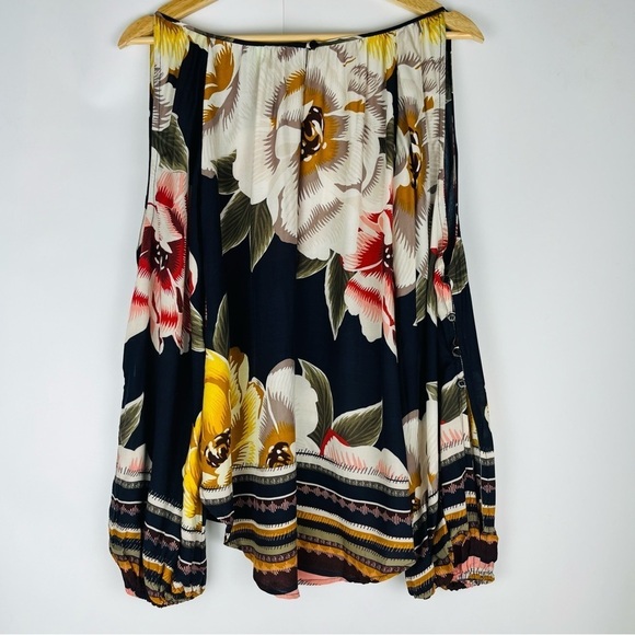 Farm Rio Floral Print Cold Shoulder Blouse With Puff Sleeves - Picture 2 of 5